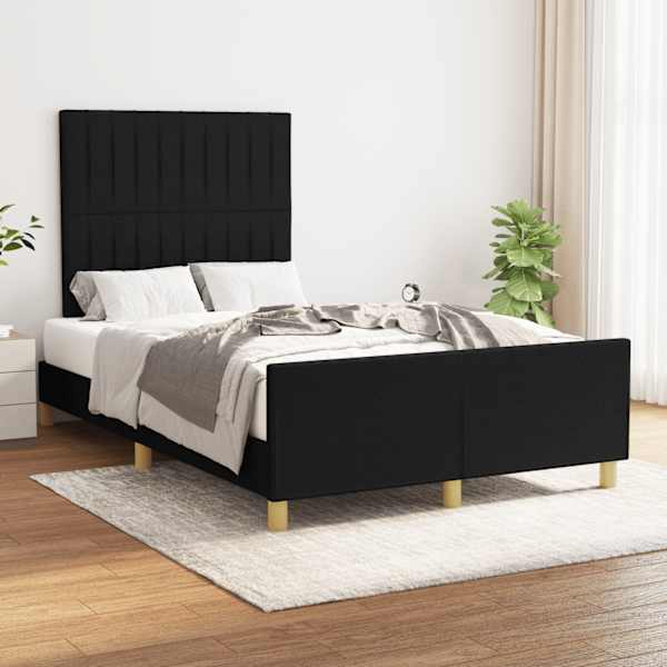 Voodiraam peatsiga, must, 120 × 190 cm, kangas — mudel 3270529