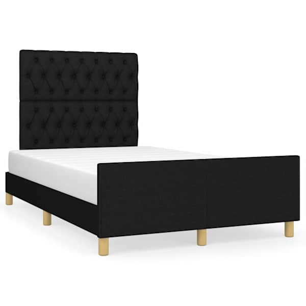 Voodiraam peatsiga, must, 120 × 190 cm, kangas — mudel 3270536