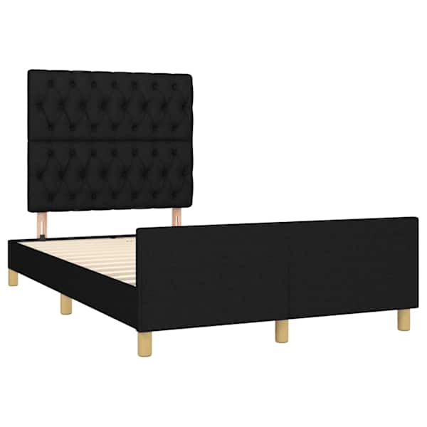 Voodiraam peatsiga, must, 120 × 190 cm, kangas — mudel 3270536