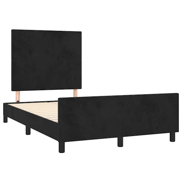 Voodiraam peatsiga, must, 120 × 190 cm, samet — mudel 3270568