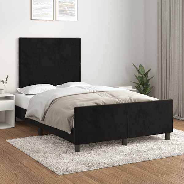 Voodiraam peatsiga, must, 120 × 190 cm, samet — mudel 3270568