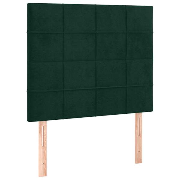 Voodiraam peatsiga, tumeroheline, 120 × 190 cm, samet — mudel 3270581