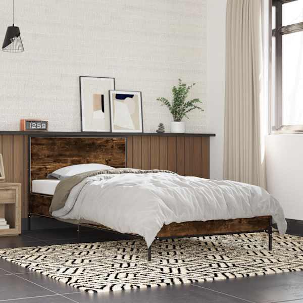 Voodiraam, suitsutatud tamm, 75 × 190 cm, tehispuit — mudel 845559