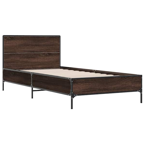 Voodiraam, pruun tamm, 90 × 190 cm, tehispuit — mudel 845566
