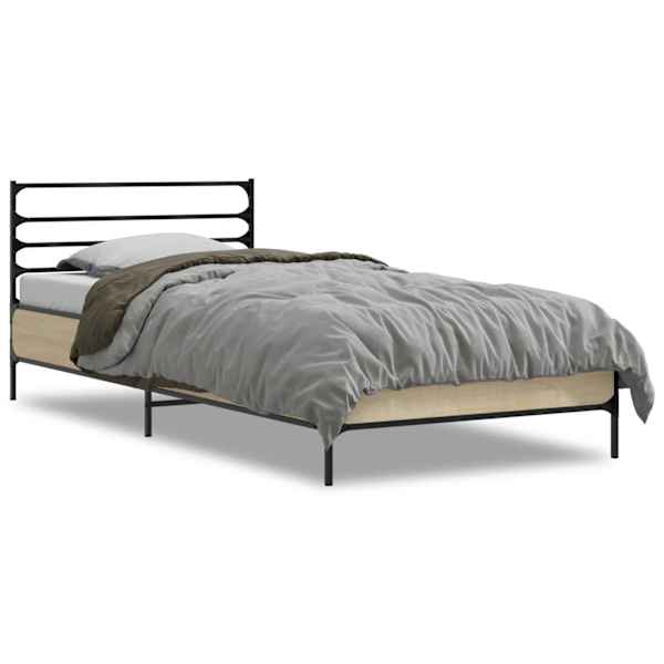 Voodiraam, sonoma tamm, 75 × 190 cm, tehispuit — mudel 845623