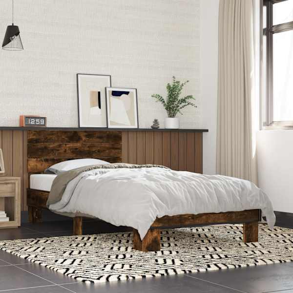 Voodiraam, suitsutatud tamm, 100 × 200 cm, tehispuit — mudel 845739