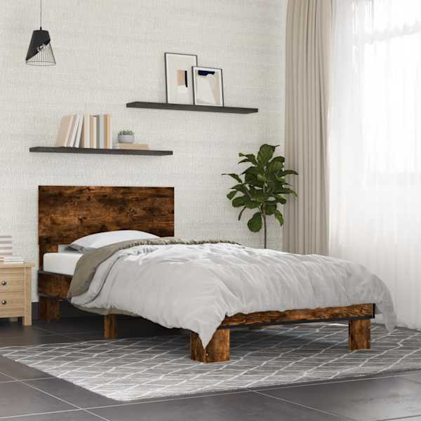 Voodiraam, suitsutatud tamm, 75 × 190 cm, tehispuit — mudel 845814