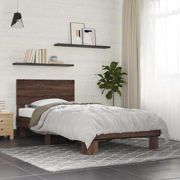 Voodiraam, pruun tamm, 90 × 190 cm, tehispuit — mudel 845821