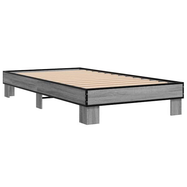 Voodiraam, hall sonoma tamm, 100 × 200 cm, tehispuit — mudel 845870