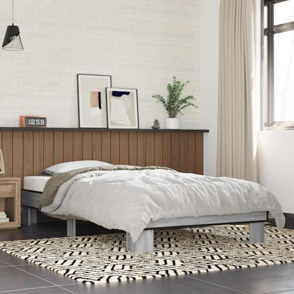 Voodiraam, hall sonoma tamm, 90 × 200 cm, tehispuit — mudel 845875
