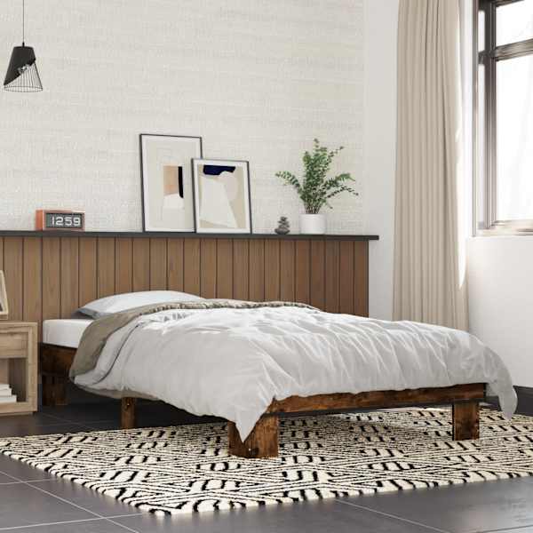 Voodiraam, suitsutatud tamm, 75 × 190 cm, tehispuit — mudel 845879