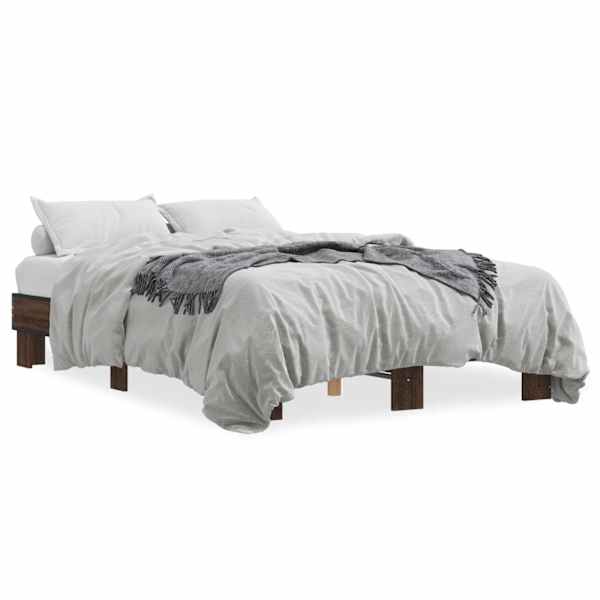 Voodiraam, pruun tamm, 140 × 190 cm, tehispuit — mudel 845901