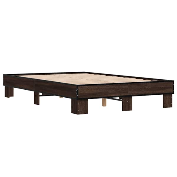 Voodiraam, pruun tamm, 140 × 190 cm, tehispuit — mudel 845901