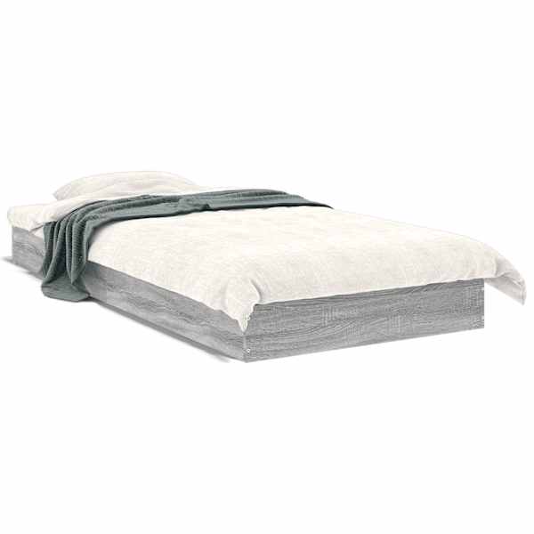Voodiraam, hall sonoma tamm, 75 × 190 cm, tehispuit — mudel 842082