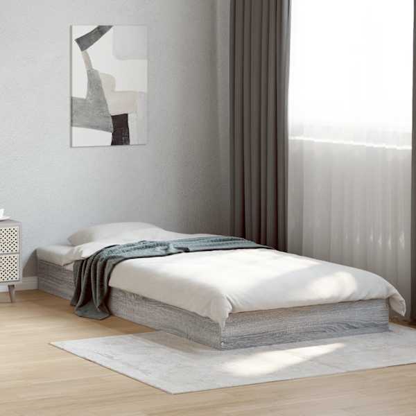 Voodiraam, hall sonoma tamm, 75 × 190 cm, tehispuit — mudel 842082