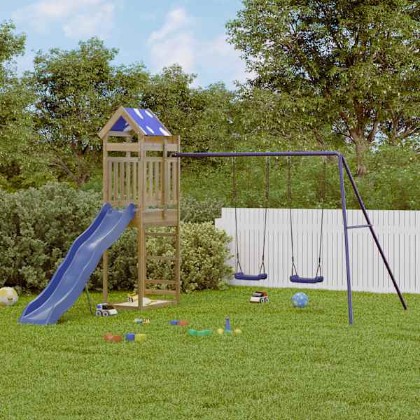 Õue mänguväljak, 307,5 × 350 × 239 cm, immutatud männipuit – mudel 3279105