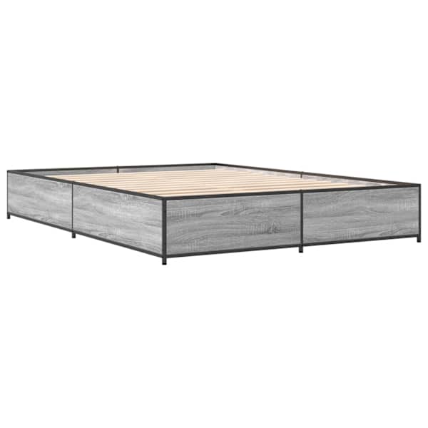 Voodiraam, hall sonoma tamm, 150 × 200 cm, tehispuit — mudel 3279840