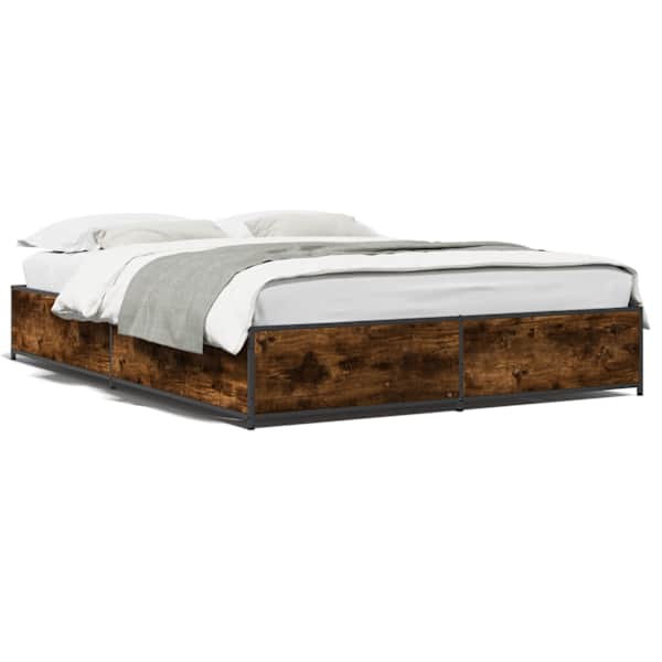 Voodiraam, suitsutatud tamm, 140 × 200 cm, tehispuit — mudel 3279844