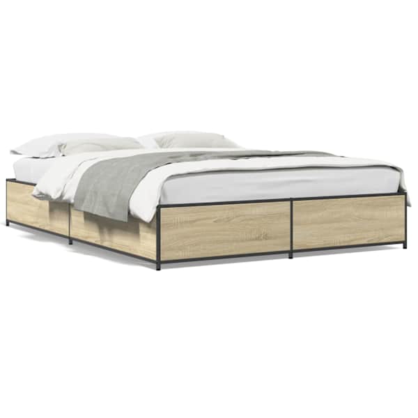 Voodiraam, sonoma tamm, 120 × 190 cm, tehispuit — mudel 3279863