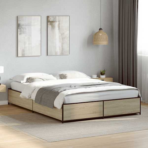 Voodiraam, sonoma tamm, 120 × 190 cm, tehispuit — mudel 3279863