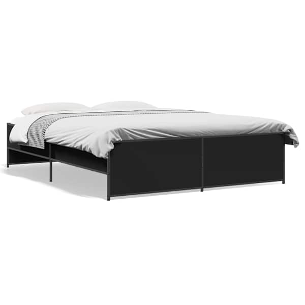 Voodiraam, must, 150 × 200 cm, tehispuit — mudel 3279882