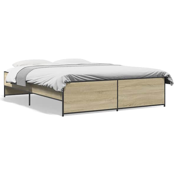 Voodiraam, sonoma tamm, 150 × 200 cm, tehispuit — mudel 3279883
