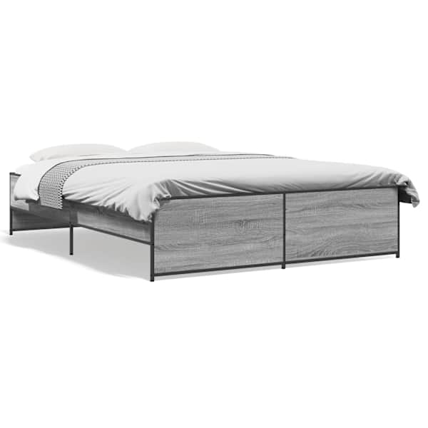 Voodiraam, hall sonoma tamm, 150 × 200 cm, tehispuit — mudel 3279885