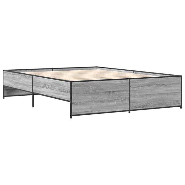 Voodiraam, hall sonoma tamm, 150 × 200 cm, tehispuit — mudel 3279885