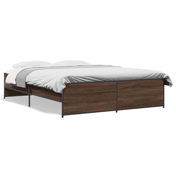 Voodiraam, pruun tamm, 150 × 200 cm, tehispuit — mudel 3279886