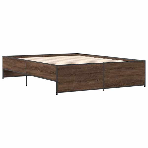 Voodiraam, pruun tamm, 150 × 200 cm, tehispuit — mudel 3279886