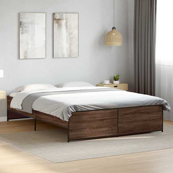 Voodiraam, pruun tamm, 150 × 200 cm, tehispuit — mudel 3279886