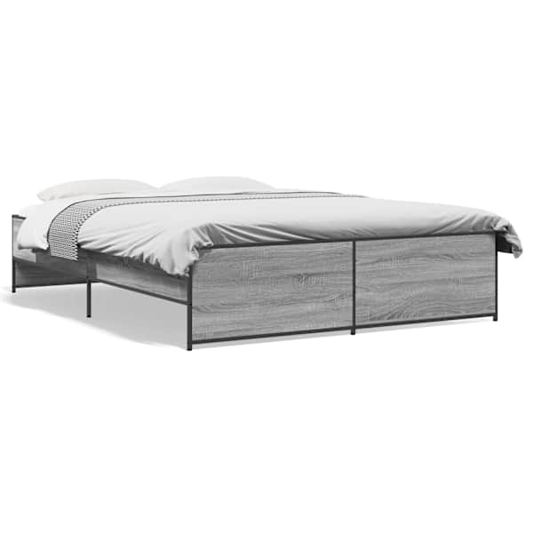 Voodiraam, hall sonoma tamm, 140 × 200 cm, tehispuit — mudel 3279890