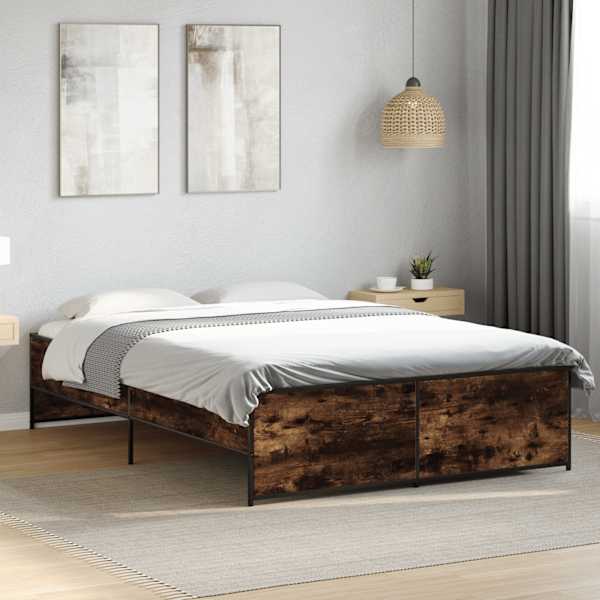 Voodiraam, suitsutatud tamm, 140 × 190 cm, tehispuit — mudel 3279899