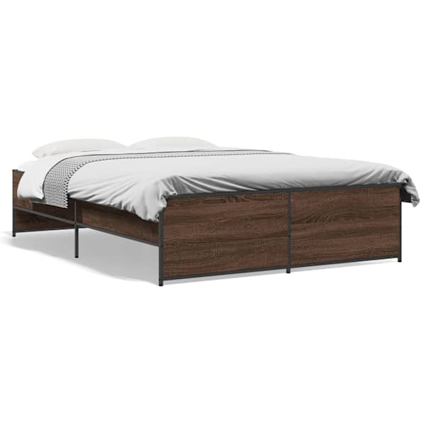 Voodiraam, pruun tamm, 140 × 190 cm, tehispuit — mudel 3279901