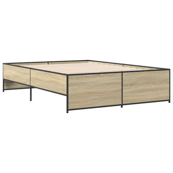 Voodiraam, sonoma tamm, 135 × 190 cm, tehispuit — mudel 3279903