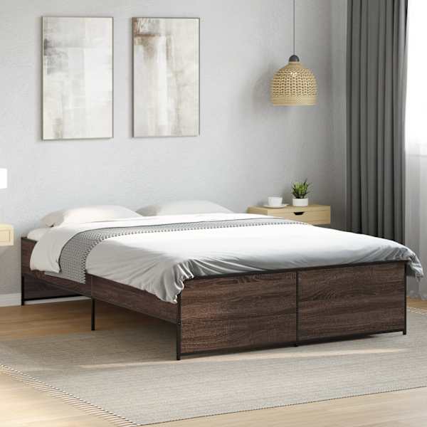 Voodiraam, pruun tamm, 120 × 190 cm, tehispuit — mudel 3279911