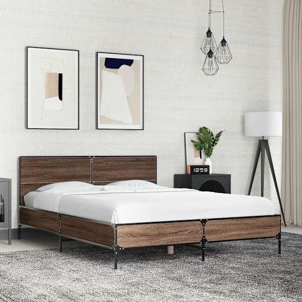 Voodiraam, pruun tamm, 140 × 200 cm, tehispuit — mudel 3280001