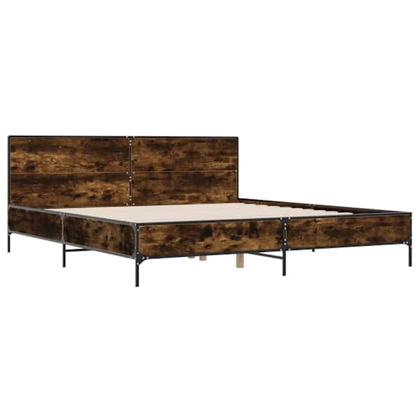 Voodiraam, suitsutatud tamm, 200 × 200 cm, tehispuit — mudel 3280019