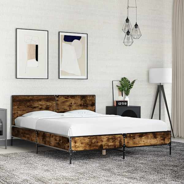 Voodiraam, suitsutatud tamm, 135 × 190 cm, tehispuit — mudel 3280029