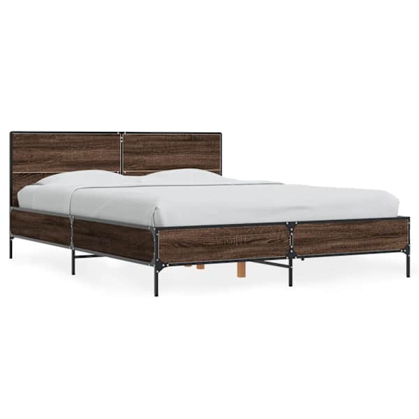 Voodiraam, pruun tamm, 135 × 190 cm, tehispuit — mudel 3280031