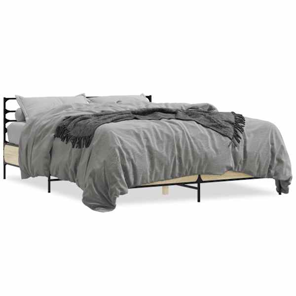 Voodiraam, sonoma tamm, 150 × 200 cm, tehispuit — mudel 3280048