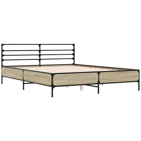 Voodiraam, sonoma tamm, 150 × 200 cm, tehispuit — mudel 3280048