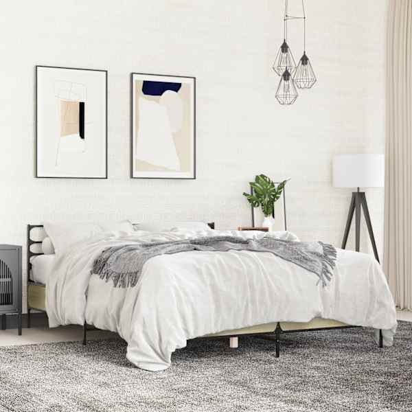 Voodiraam, sonoma tamm, 150 × 200 cm, tehispuit — mudel 3280048