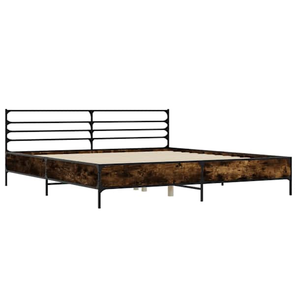 Voodiraam, suitsutatud tamm, 200 × 200 cm, tehispuit — mudel 3280064