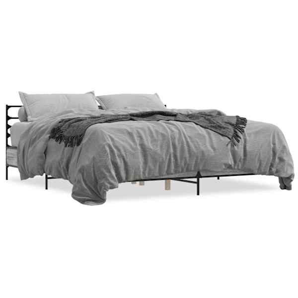 Voodiraam, hall sonoma tamm, 200 × 200 cm, tehispuit — mudel 3280065