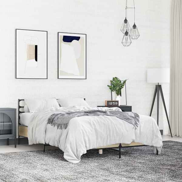 Voodiraam, sonoma tamm, 135 × 190 cm, tehispuit — mudel 3280073