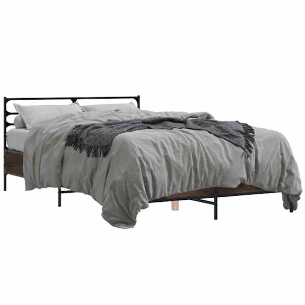 Voodiraam, pruun tamm, 135 × 190 cm, tehispuit — mudel 3280076