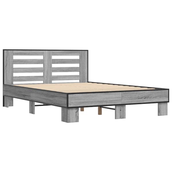 Voodiraam, hall sonoma tamm, 120 × 200 cm, tehispuit — mudel 3280110