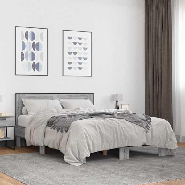Voodiraam, hall sonoma tamm, 120 × 200 cm, tehispuit — mudel 3280110