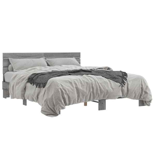 Voodiraam, hall sonoma tamm, 150 × 200 cm, tehispuit — mudel 3280145